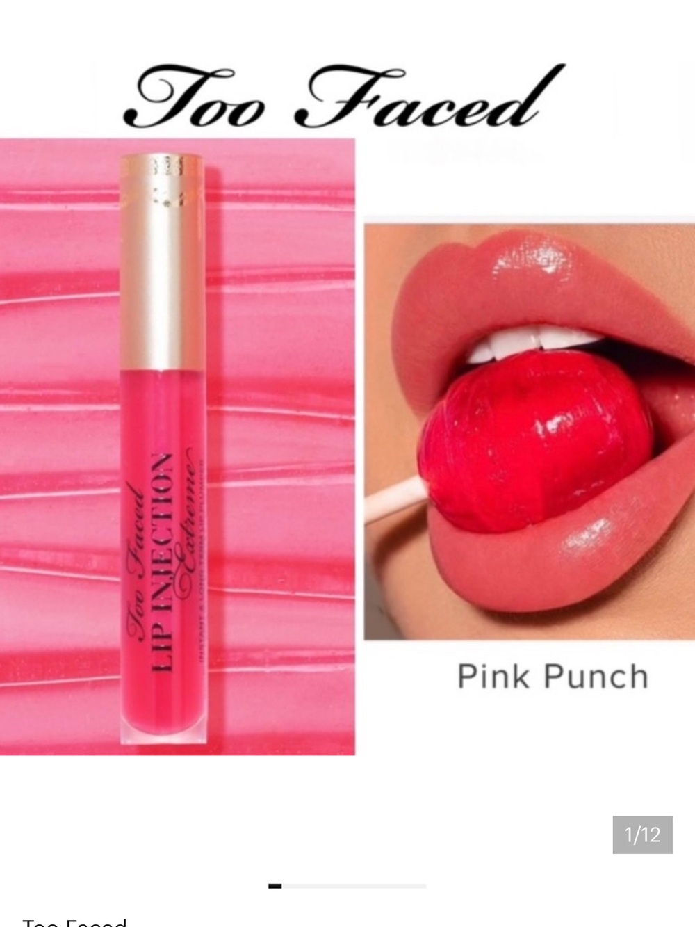 New!  Too Faced Pink Punch Lip Injection Extreme pink punch